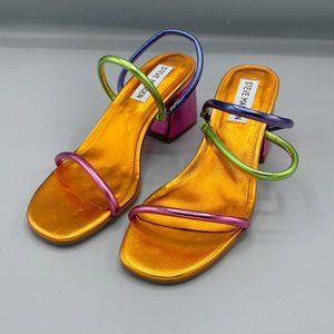 NEW Steve Madden Multi Color Metallic Heeled Sandals